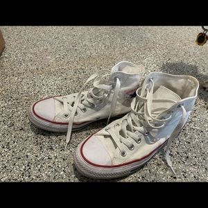 Gently worn converse high tops - White